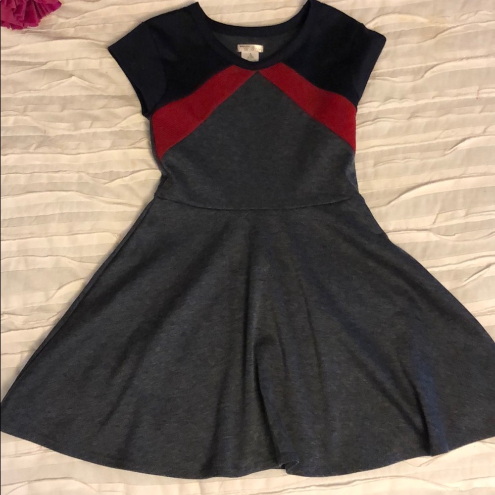 Sally Miller Couture red and navy dress. Sz S 7/8